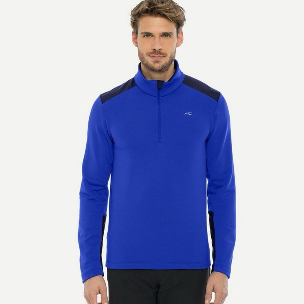 KJUS Caldera Half Zip Pullover Mens 56/2XL Blue Stretch Shoulder Golf MSRP $199